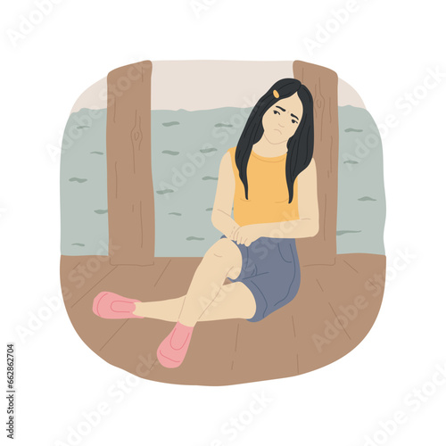 Aloofness isolated cartoon vector illustration. Teenagers aloofness, lack of communication, negative thinking, teen psychological problem, introverting behavior, autism vector cartoon.