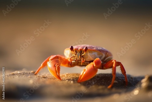 adorable crustacean on beach with soft background lighting. Generative AI
