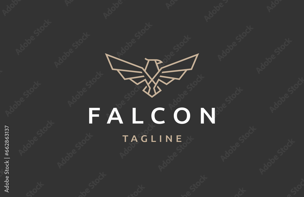 Falcon logo design template flat vector - obrazy, fototapety, plakaty 