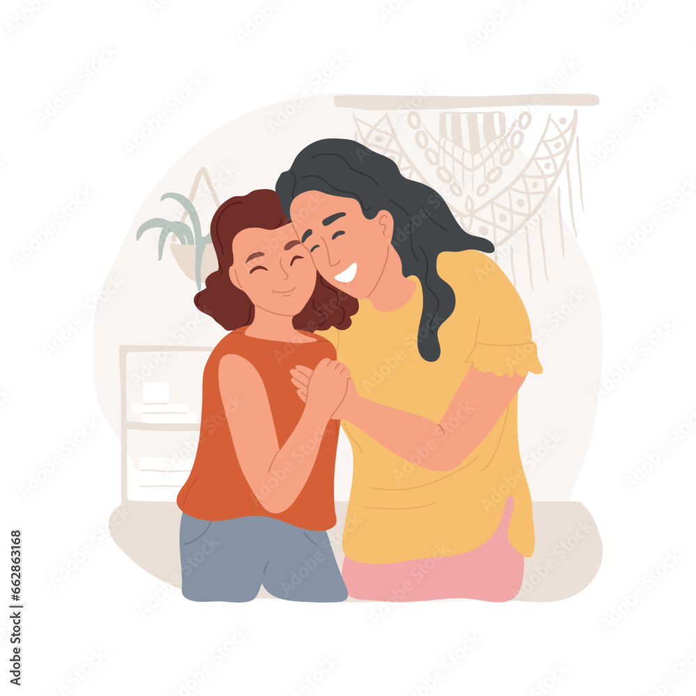Having fun with mom isolated cartoon vector illustration. Hanging out and having fun with mom, smiling with parent, leisure time with mother, standing in room together vector cartoon. Having fun with mom isolated cartoon vector illustration. Hanging out and having fun with mom, smiling with parent, leisure time with mother, standing in room together vector cartoon.