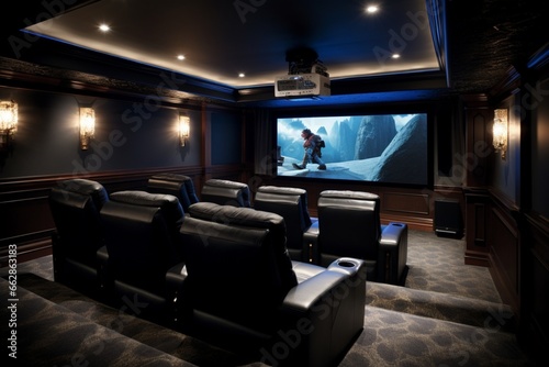 Transform a basement into a home theater with comfortable seating