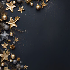 Christmas ans New Year seasonal social media background design in square with blank space for text. Template for holiday commercial promotion post.