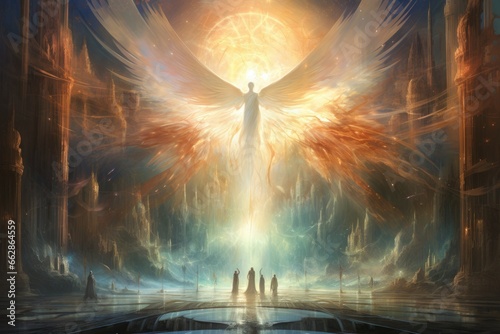 Celestial beings with wings of pure light and angelic voices - Generative AI