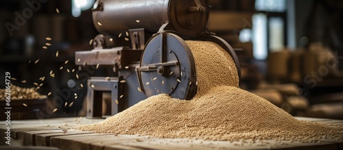 фотография Milling malt seeds in a technological process With copyspace for text