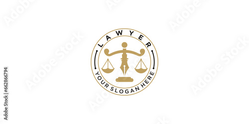 lawyer logo design with creative concept premium vector