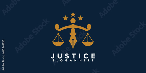 lawyer logo design with creative concept premium vector