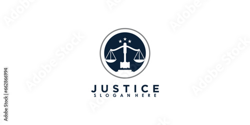 lawyer logo design with creative concept premium vector