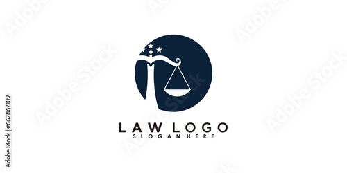 lawyer logo design with creative concept premium vector