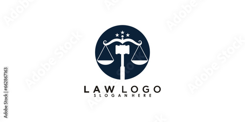 lawyer logo design with creative concept premium vector