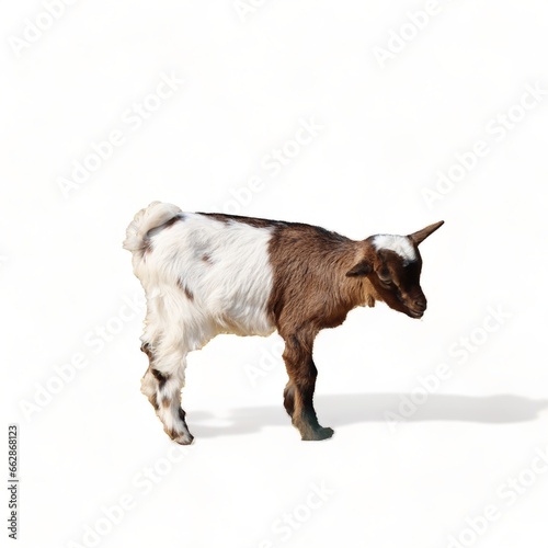Little goat kid on white background-
