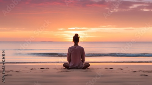Ocean meditation individual practicing mindfulness