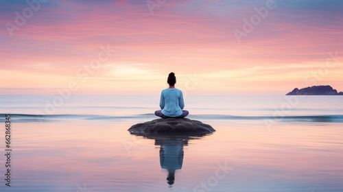 Ocean meditation individual practicing mindfulness © Nicolas Swimmer