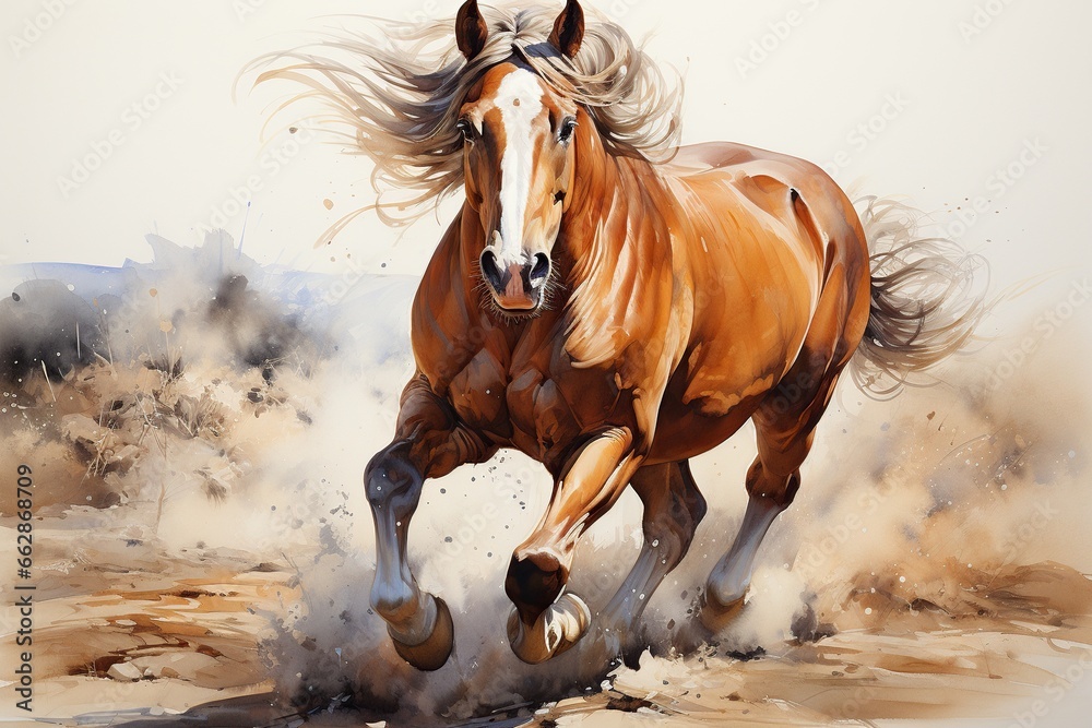 Fototapeta premium horse running in the snow