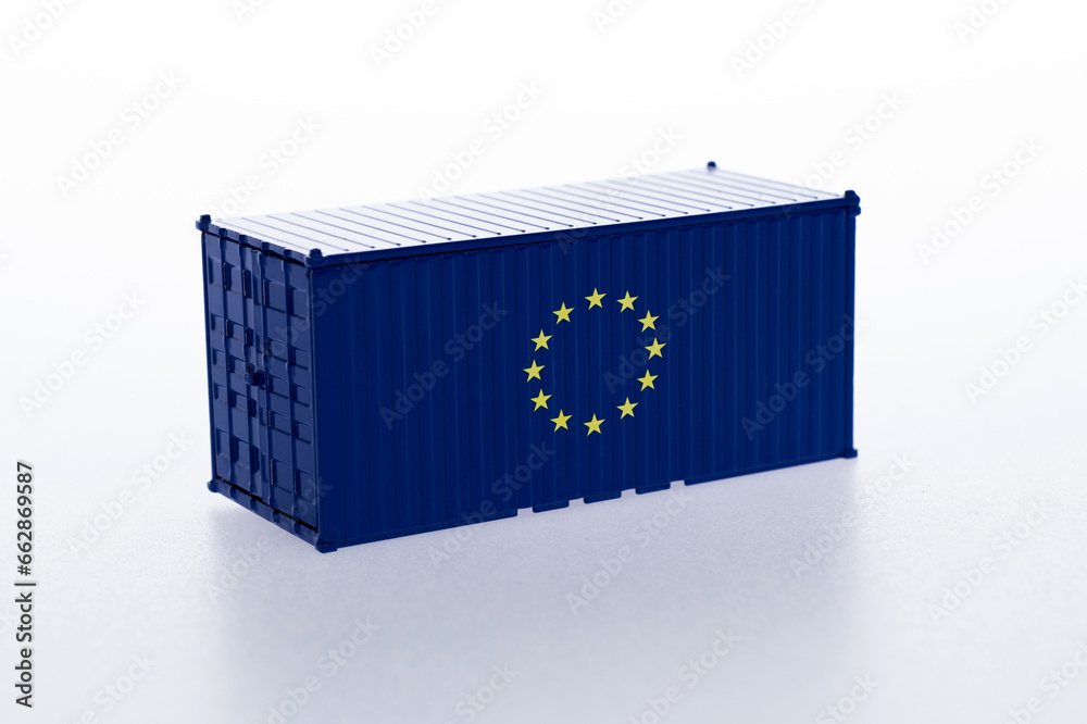 Cargo container with European Union flag Cargo container with European Union flag