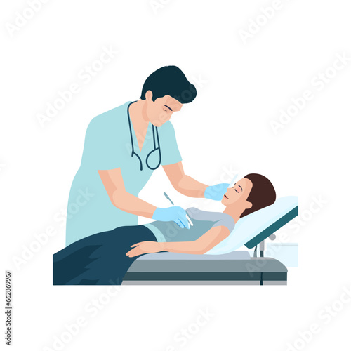 flat illustration a doctor is performing an operation