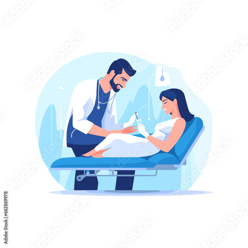 flat illustration a doctor is performing an operation