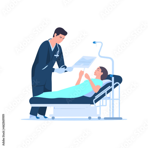 flat illustration a doctor is performing an operation
