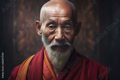 A picture of a man with a beard wearing a red robe. This image can be used to depict a wise or religious figure.