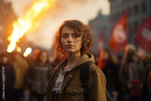 Wallpaper Mural A woman standing confidently in front of a crowd of people. This image can be used to represent leadership, public speaking, or empowerment Torontodigital.ca