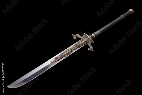 A sword with a dragon design on the blade. Perfect for fantasy-themed projects and enthusiasts