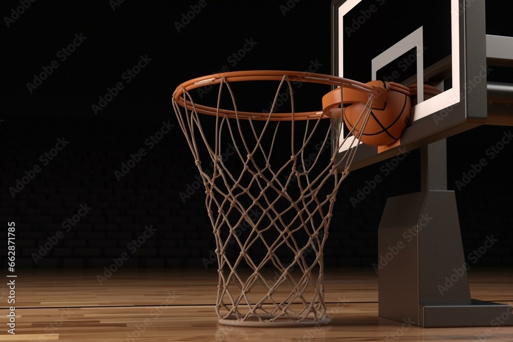 3D rendered basketball hoop and ball. Generative AI