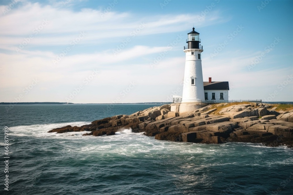 A picturesque lighthouse located in Portland. Generative AI