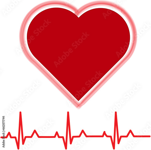 Heart with heartbeat icon Heart monitoring Cardiology © VanArt