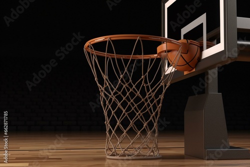 3D rendered basketball hoop and ball. Generative AI © Sirius