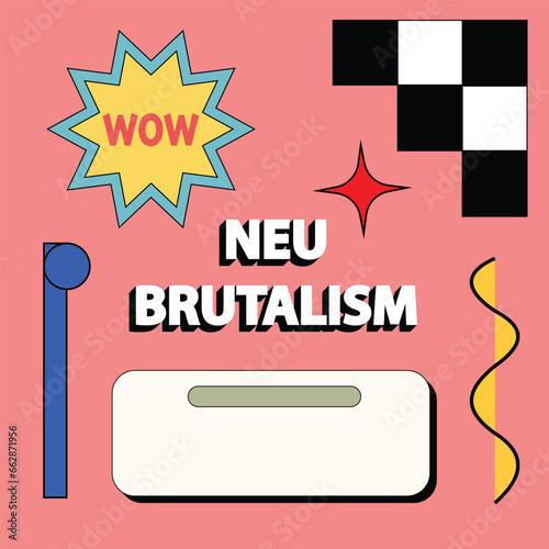 neu brutalism asset, retro design, vector