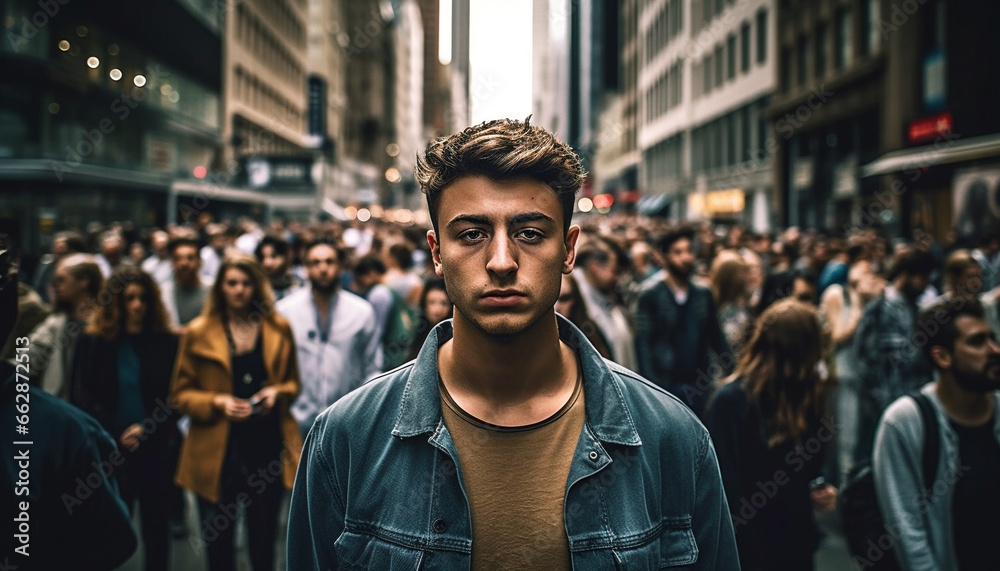 Fototapeta premium A group of young adults walking confidently in the city generated by AI