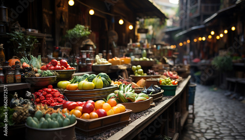 Fresh fruits and vegetables, a variety of healthy organic options generated by AI © djvstock