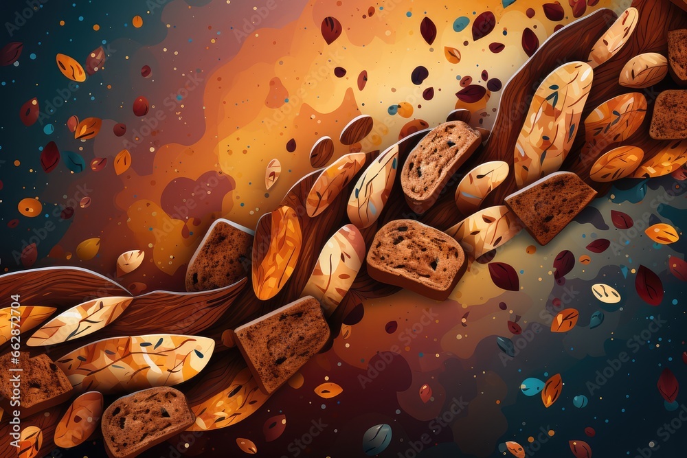 Obraz premium Bread background with space for text. Abstract background for Date Nut Bread Day