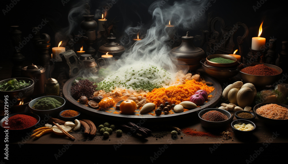 Freshness and spice enhance the heat of a gourmet meal generated by AI Freshness and spice enhance the heat of a gourmet meal generated by AI