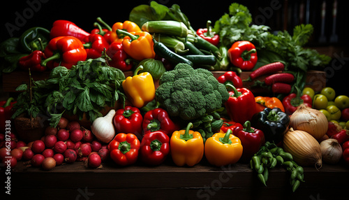 Freshness of nature bounty vegetables, fruits, and healthy eating generated by AI