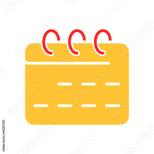 Calendar with loose leaves line icon. Diary, organizer, important date, month, holiday, New Year, week, weekend. Vector color icon on white background for business and advertising.