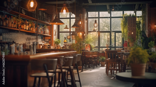 A coffee shop with a blurred background © didiksaputra