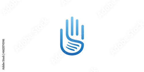 Hand and golf clubs logo design. Sports, vector design and illustration.