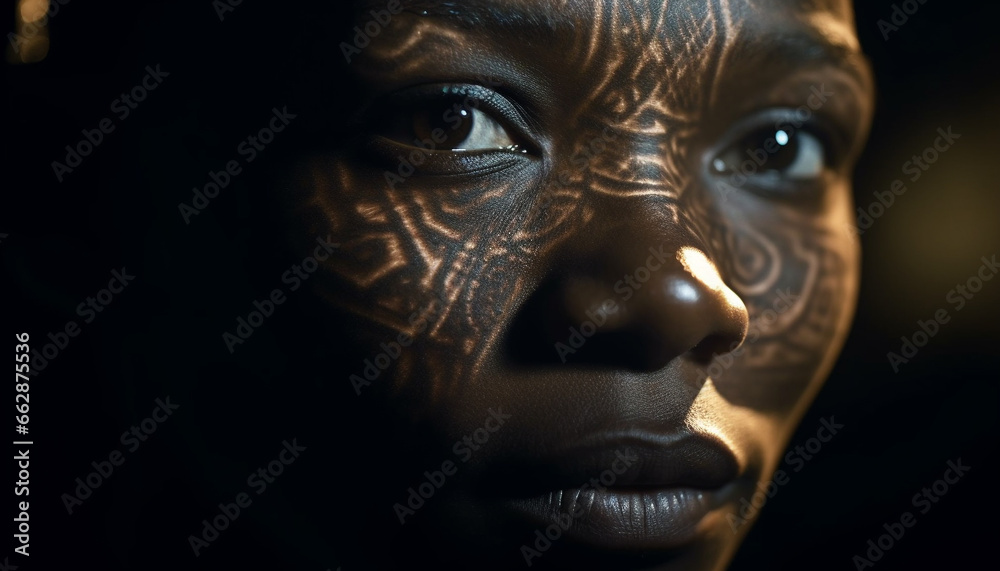 Serious beauty young African woman exudes elegance and sensuality indoors generated by AI Serious beauty young African woman exudes elegance and sensuality indoors generated by AI