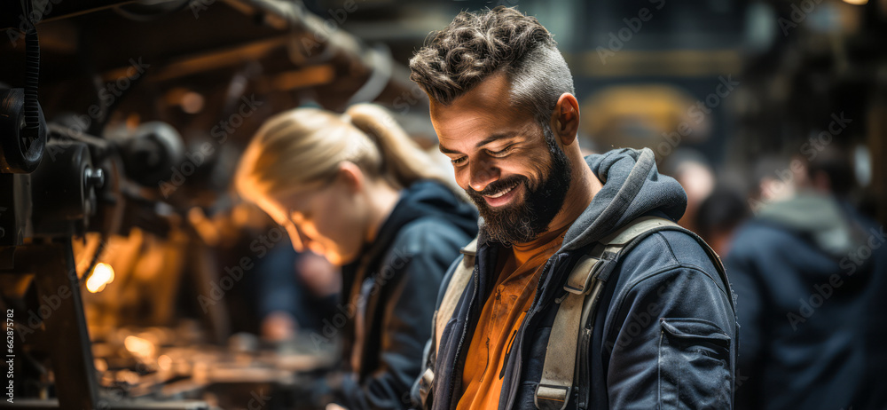 Future of Industry: Young Engineer with Tablet in Industrial Space Future of Industry: Young Engineer with Tablet in Industrial Space