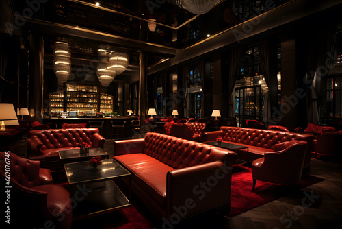 A VIP lounge in a high-end club with plush seating and an exclusive guest list.