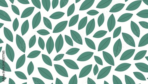 A Green Leaf Pattern On A White Background