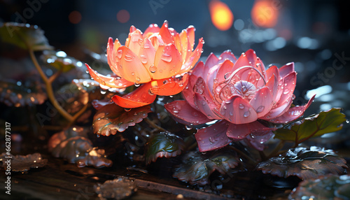 Vibrant colors bloom in nature underwater garden, a floral paradise generated by AI