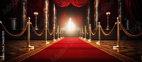 Grand entrance on red carpet With copyspace for text photo