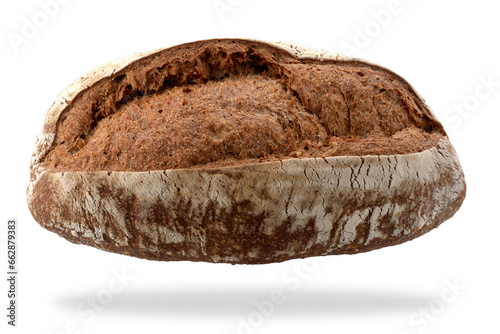 Loaf of whole wheat flour bread. Miccone typical bread from Piedmont, Italy, isolated