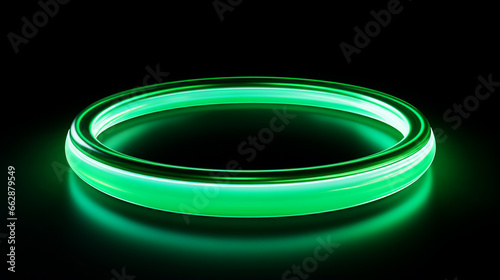 Bright green round neon lights. 