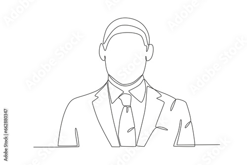 A man wearing a tuxedo. Tuxedo one-line drawing