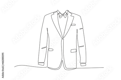 Formal wear suit. Tuxedo one-line drawing