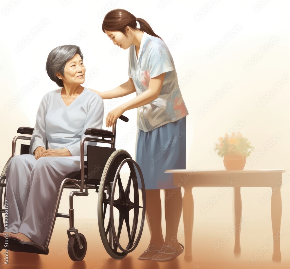 Asian Woman Illustration Occupational Therapist Attractive Backdrop Generative AI Asian Woman Illustration Occupational Therapist Attractive Backdrop Generative AI