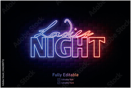 Neon effect for edible text neon style effect logo and night club logo and night party poste Vector neon 