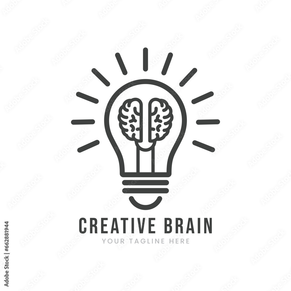 Creative brain in line icon, Creative idea light bulb logo vector illustration, Symbol of innovation, idea, mind, thinking, solution, education Creative brain in line icon, Creative idea light bulb logo vector illustration, Symbol of innovation, idea, mind, thinking, solution, education